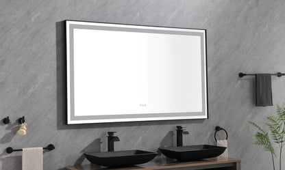 84in. W x48 in. H Framed LED Single Bathroom Vanity Mirror in Polished Crystal  Bathroom Vanity LED Mirror with 3 Color Lights Mirror for Bathroom Wall