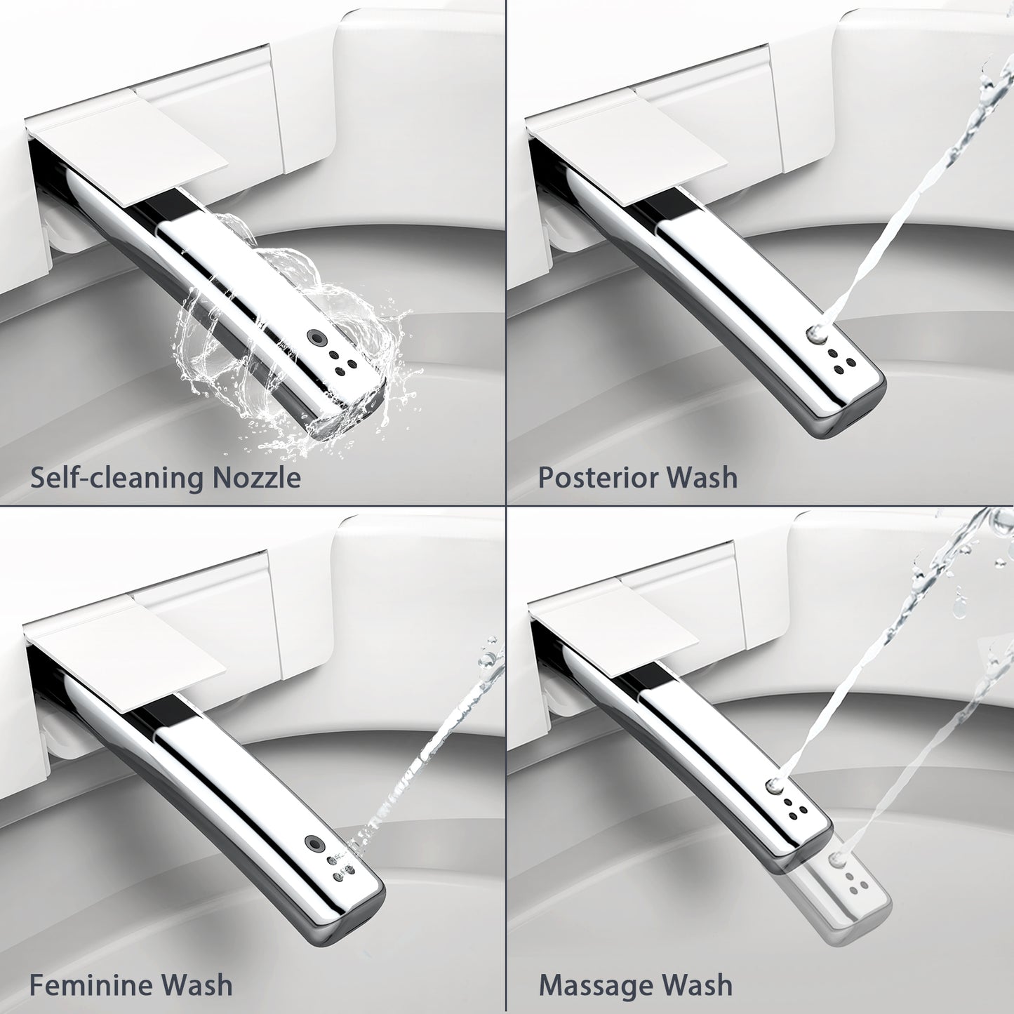 Smart Toilet U-Shaped LED Light Automatic Flush with Remote Control/Foot Sensor/Night Light T162A