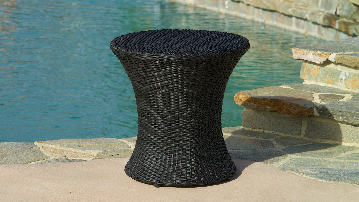Townsgate Outdoor Brown Wicker Hourglass Side Table Black