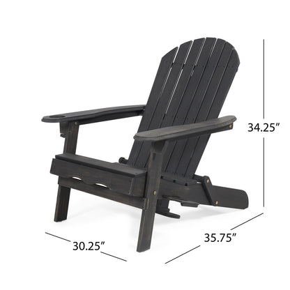 Kandyce Outdoor Acacia Wood Folding Adirondack Chair With Cup Holder