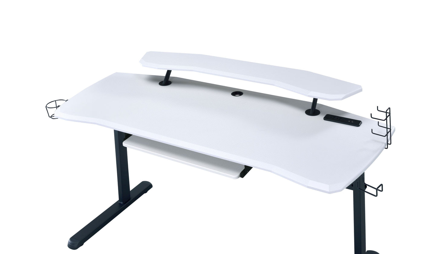 ACME Vildre Gaming Table w/USB Port, Black & White Finish 93134