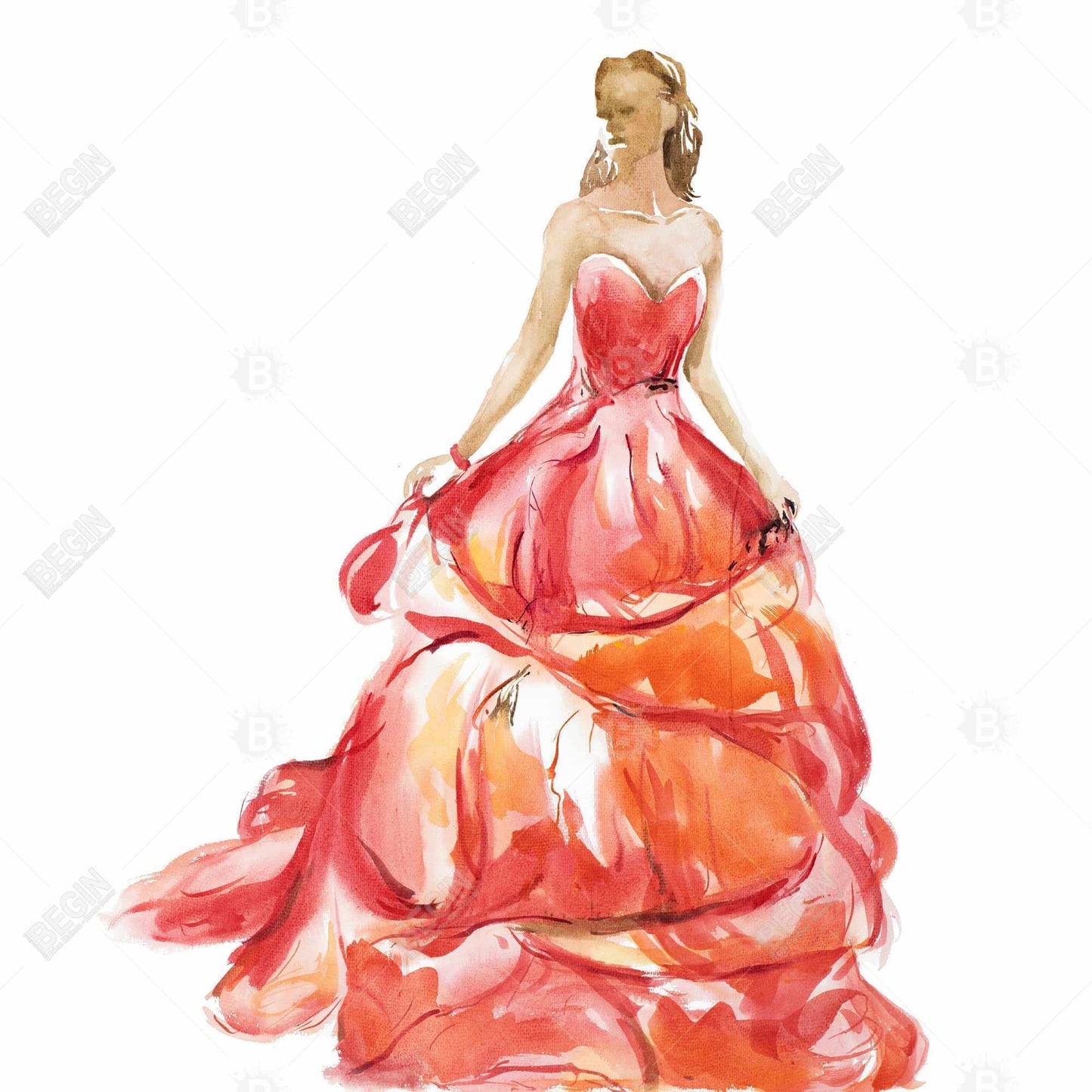 Beautiful red prom dress - 08x08 Print on canvas