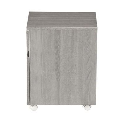 Techni Mobili Rolling Two Drawer Vertical Filing Cabinet with Lock and Storage, Grey