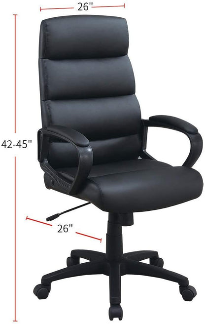 Black Faux leather Cushioned Upholstered 1pc Office Chair Adjustable Height Desk Chair Relax