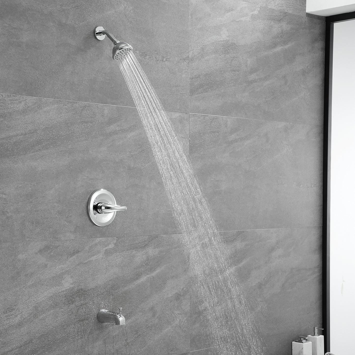 Chrome 6 Inch Shower Faucet wih Tub Spout Combo (Valve Included)