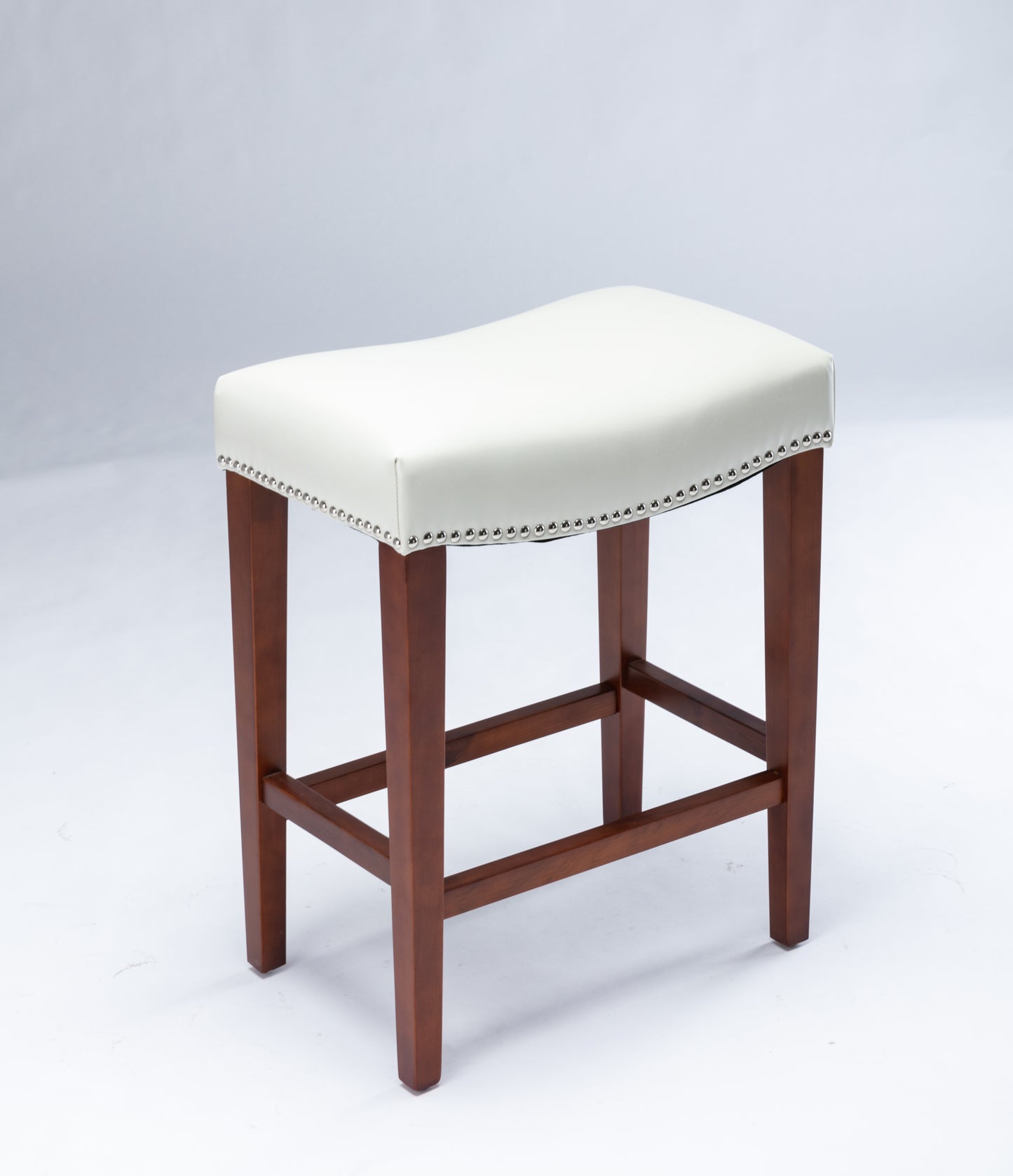 White Leather Barstool 2 pcs Set