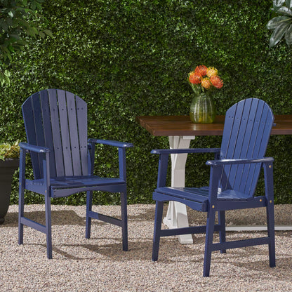 Outdoor Weather Resistant Acacia Wood Adirondack Dining Chairs (Set of 2)