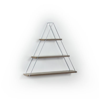 Moset Floating Wall Decor Wall Mounted Rustic Decorative Hanging Metal Bracket Triangle Shelf for Books, Walnut/Chrome