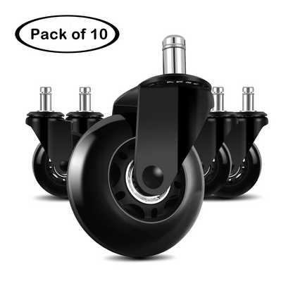 Office Chair Caster Wheels Replacement (Set of 5) 2.5'' Office Caster Wheels Smooth Rolling Heavy Duty Casters Safe for All Floors Universal Stem 7/16 Inch, Black