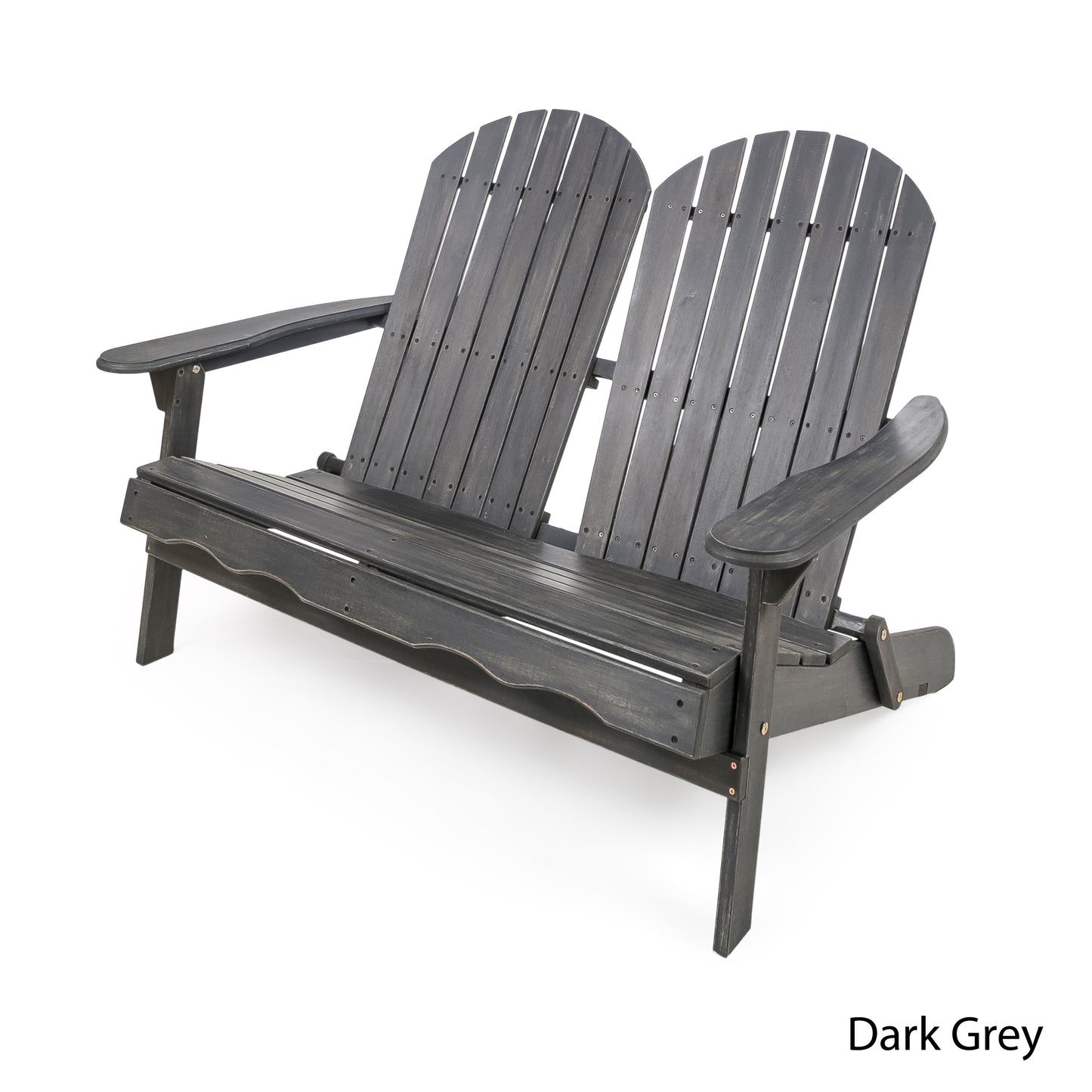 Outdoor Solid Wood Adirondack Loveseat Sofa Dark Gray