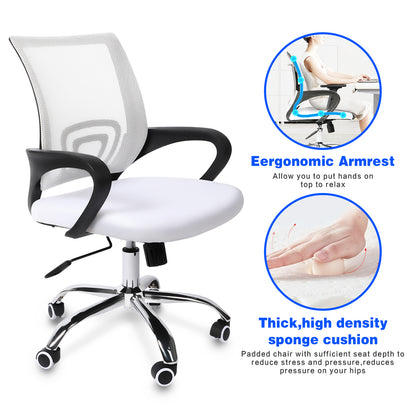 YSSOA Task Mesh Computer Wheels and Arms and Lumbar Support Study Chair for Students Teens Men Women for Dorm Home Office, Adjustable Height, White