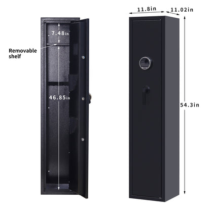 Rifle Gun Safe,Quick Access Fingerprint/Keypad Long Gun Safe, 4-5 Gun Metal Rifle Gun Security Cabinet   2 Pistols safe Lock Box.