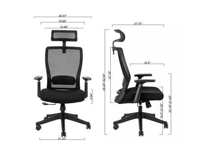 Big and tall High Back Office Chair with Headrest and 3D armrest, lumbar support with height adjustment, tilt function max 128°, 300lbs ,Black