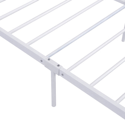 Full Size Metal Platform Bed Frame with  Two Drawers,Sockets and USB Ports ,Slat Support No Box Spring Needed White