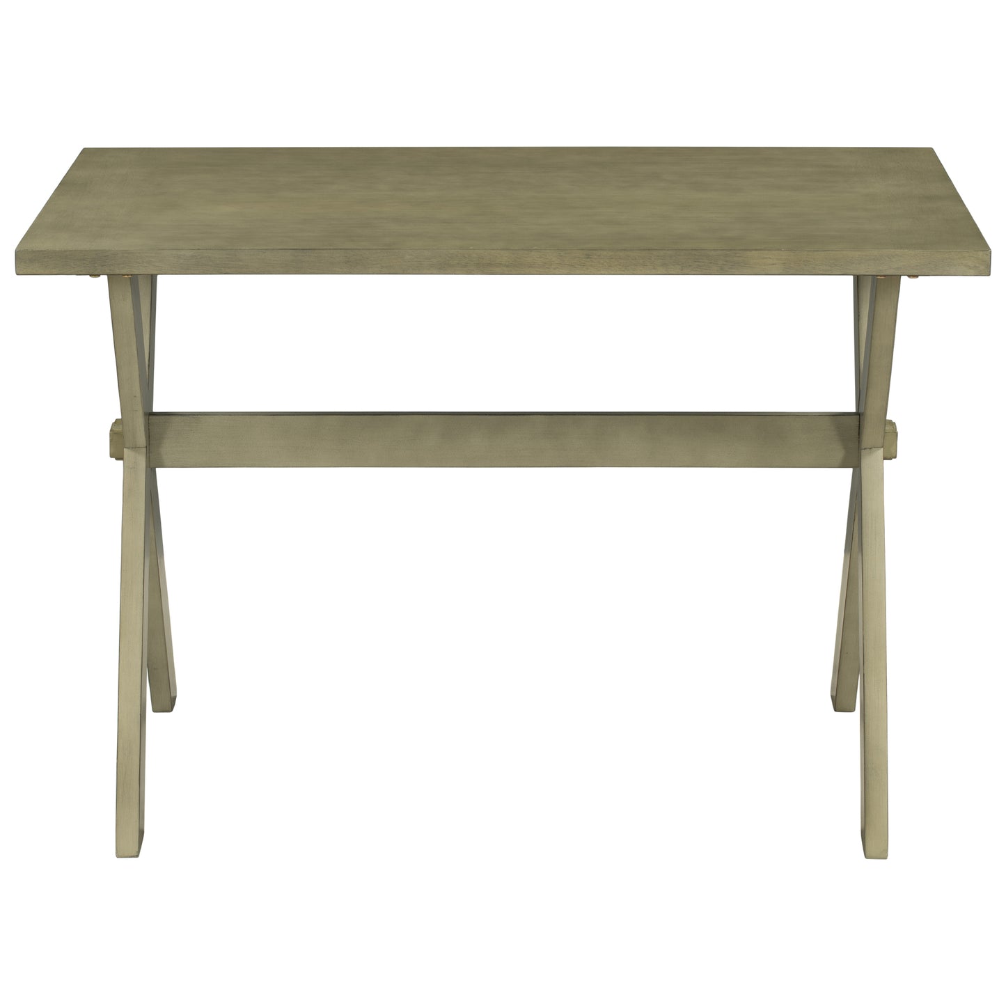 TOPMAX 3 Pieces Farmhouse Rustic Wood Kitchen Dining Table Set with 2 Upholstered Benches, Gray Green