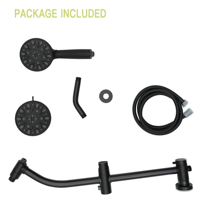 Multi Function Dual Shower Head - Shower System with 4.7" Rain Showerhead, 7-Function Hand Shower, Adjustable Slide Bar,Matte Black