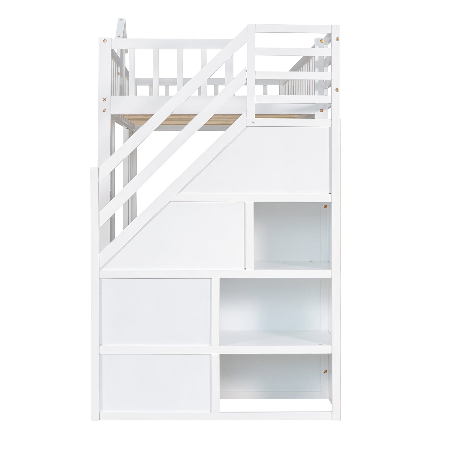 Twin-Over-Twin Bunk Bed with Changeable Table , Bunk Bed  Turn into Upper Bed and Down Desk with 2 Drawers - White