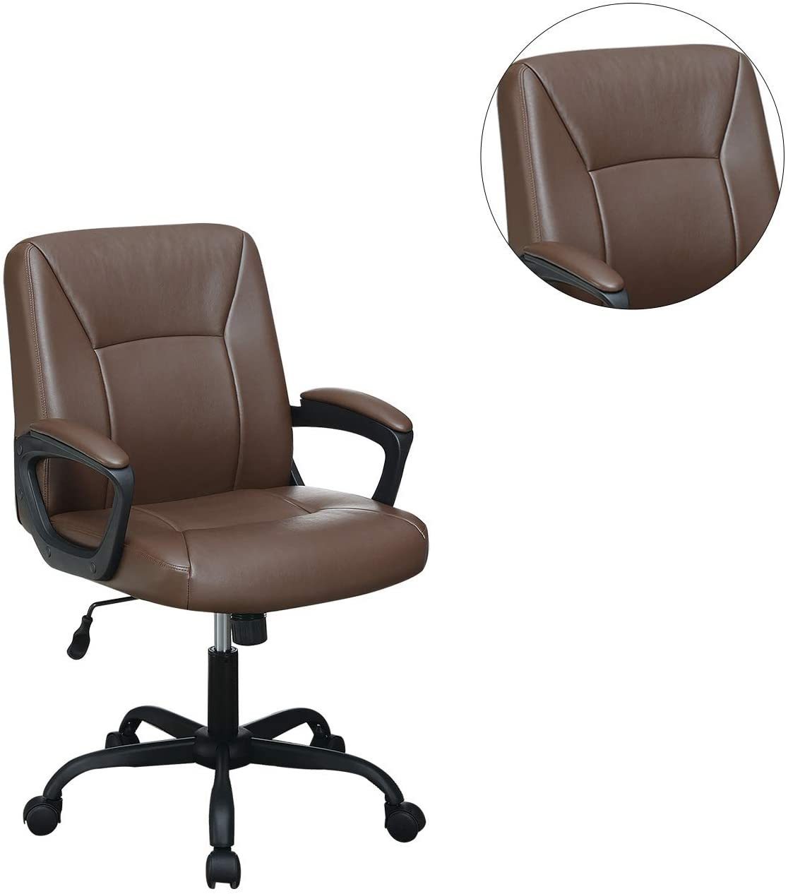 Relax Cushioned Office Chair 1pc Brown Color Upholstered Seat back Adjustable Chair Comfort