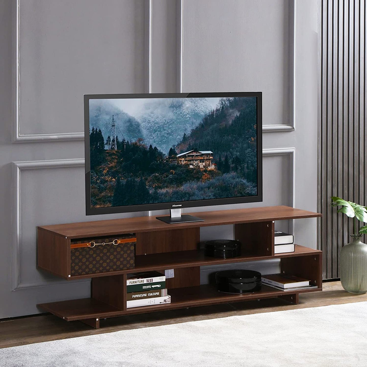 Modern TV Stand for 60" TV, Entertainment Center TV Console with Storage TV Cabinet with Shelves for Living Room Bedroom.