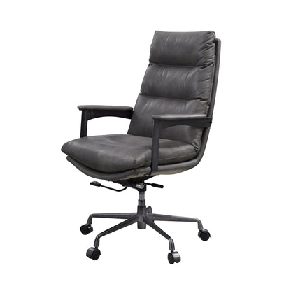 ACME Crursa Office Chair in Gray Top Grain Leather 93170