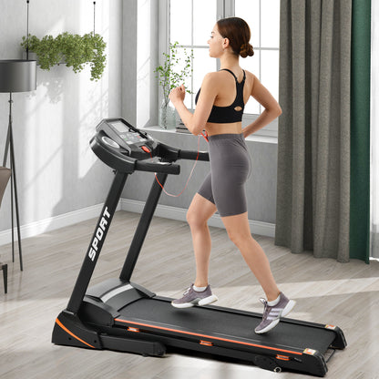 Folding Electric 3.5HP Treadmill With Incline Medium Running Machine Motorised LCD Gym 330lbs； Folding Treadmill Electric Motorized Power 14.8KM/H Running Fitness Machine Gym(W54031811)