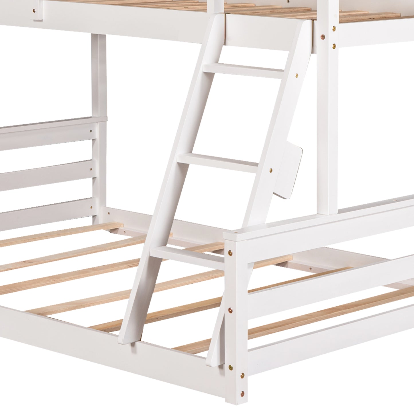 Twin over Full House Bunk Bed with Built-in Ladder,White