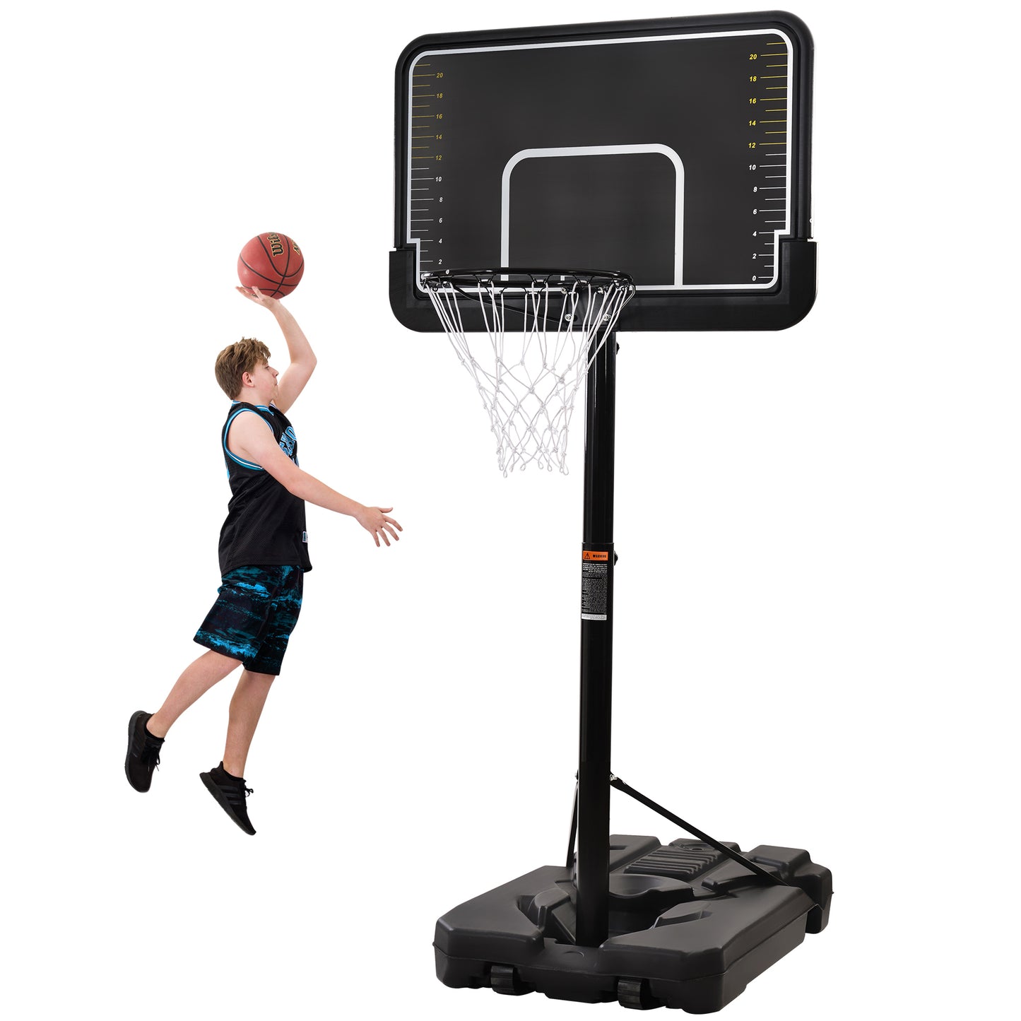 Portable Basketball Hoop & Goal with Vertical Jump Measurement, Outdoor Basketball System with 6.6-10ft Height Adjustment for Youth, Adults