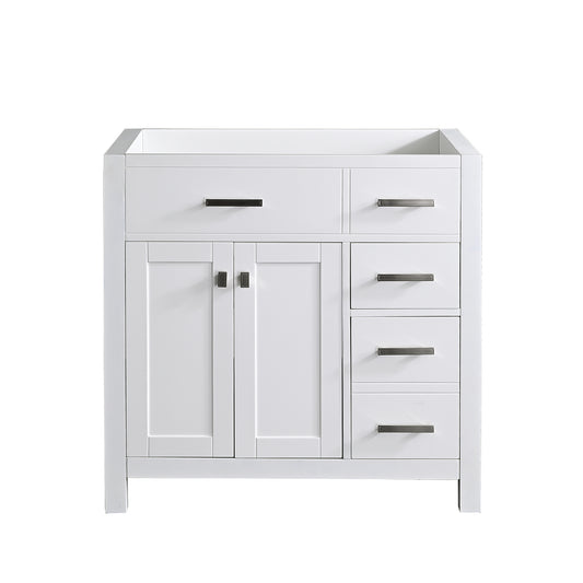 36 inch Bathroom Vanity Base Only, MDF Boards, in White