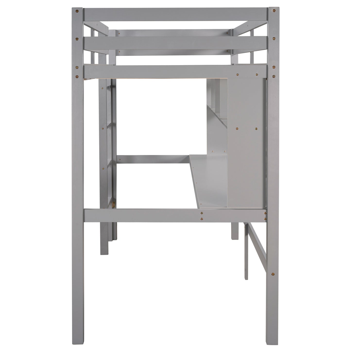 Twin Size Loft Bed with Convenient Desk, Shelves, and Ladder, White(Similar SKU:SM001302AAE)