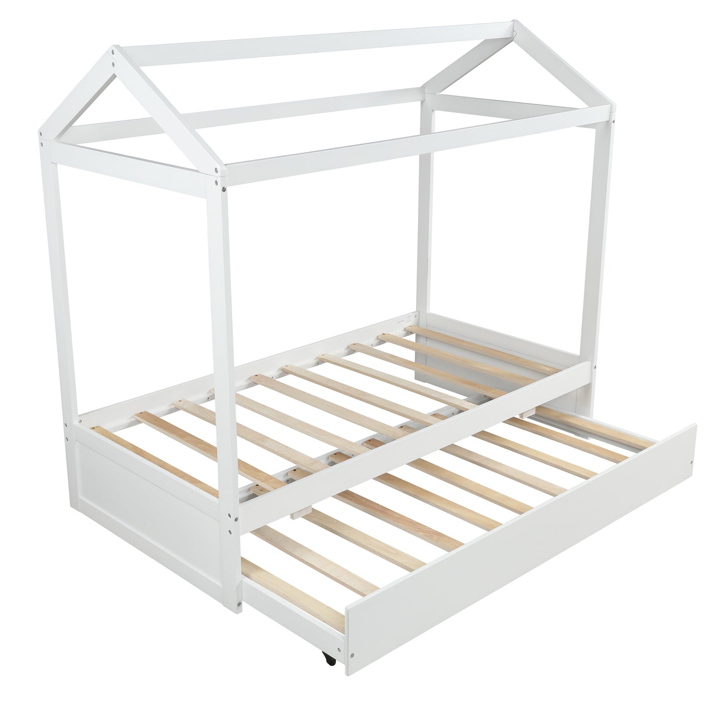 House Bed with Trundle, can be Decorated,White(Old SKU:SM000103AAK)