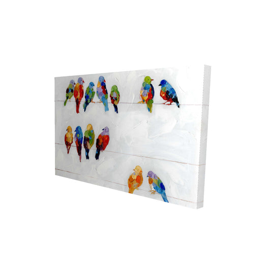 Colorful birds on a wire - 12x18 Print on canvas