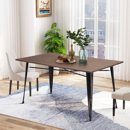 TREXM Antique Style Rectangular Dining Table with Metal Legs, Distressed Black