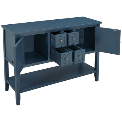 TREXM  Cambridge Series Buffet Sideboard Console Table with Bottom Shelf (Light Navy)