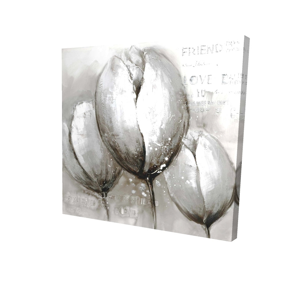 Three white tulips - 12x12 Print on canvas