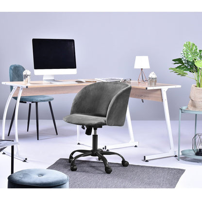 Velvet Upholstered Home office task chair - Dark Grey