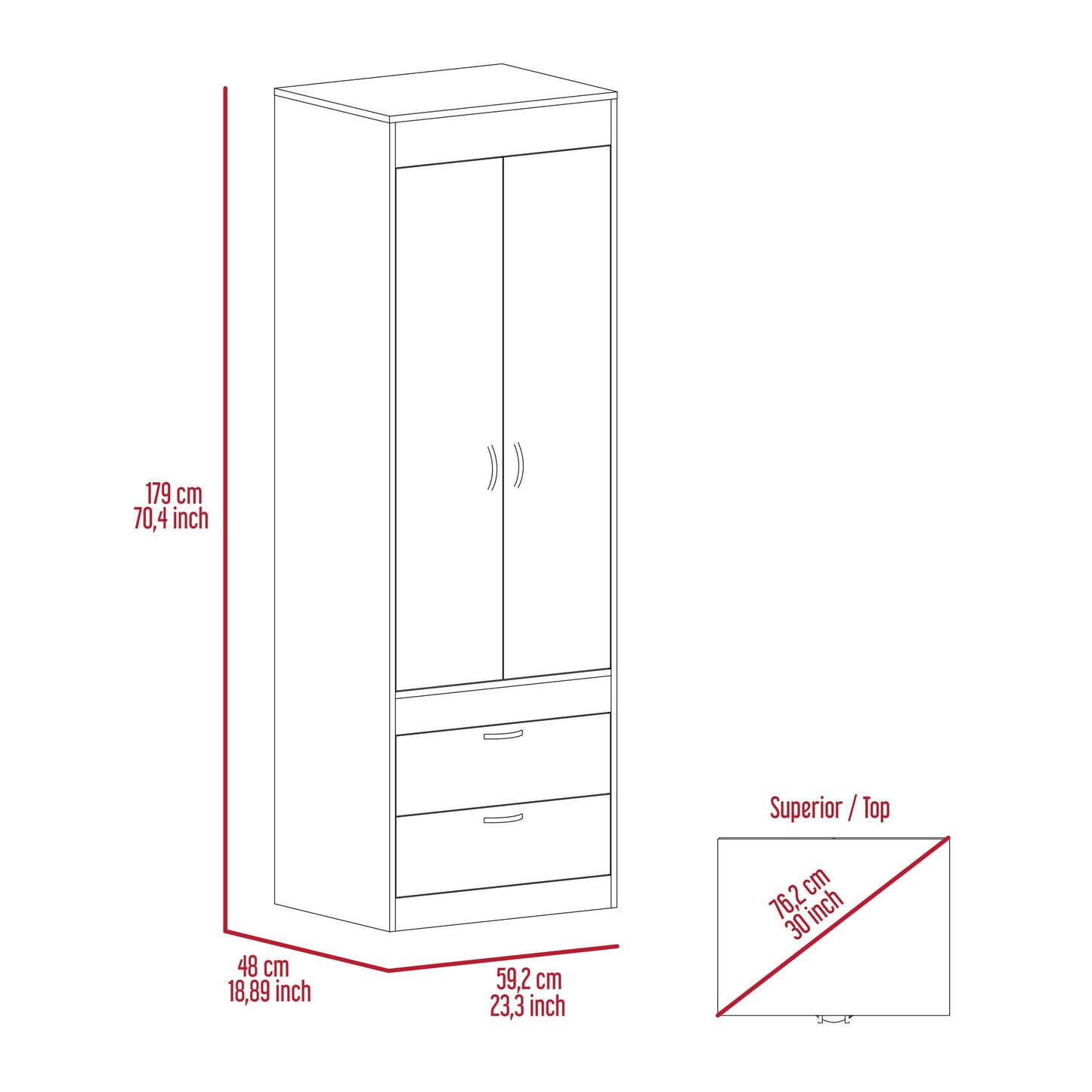 Willow Grove 2-Drawer Armoire Light Oak