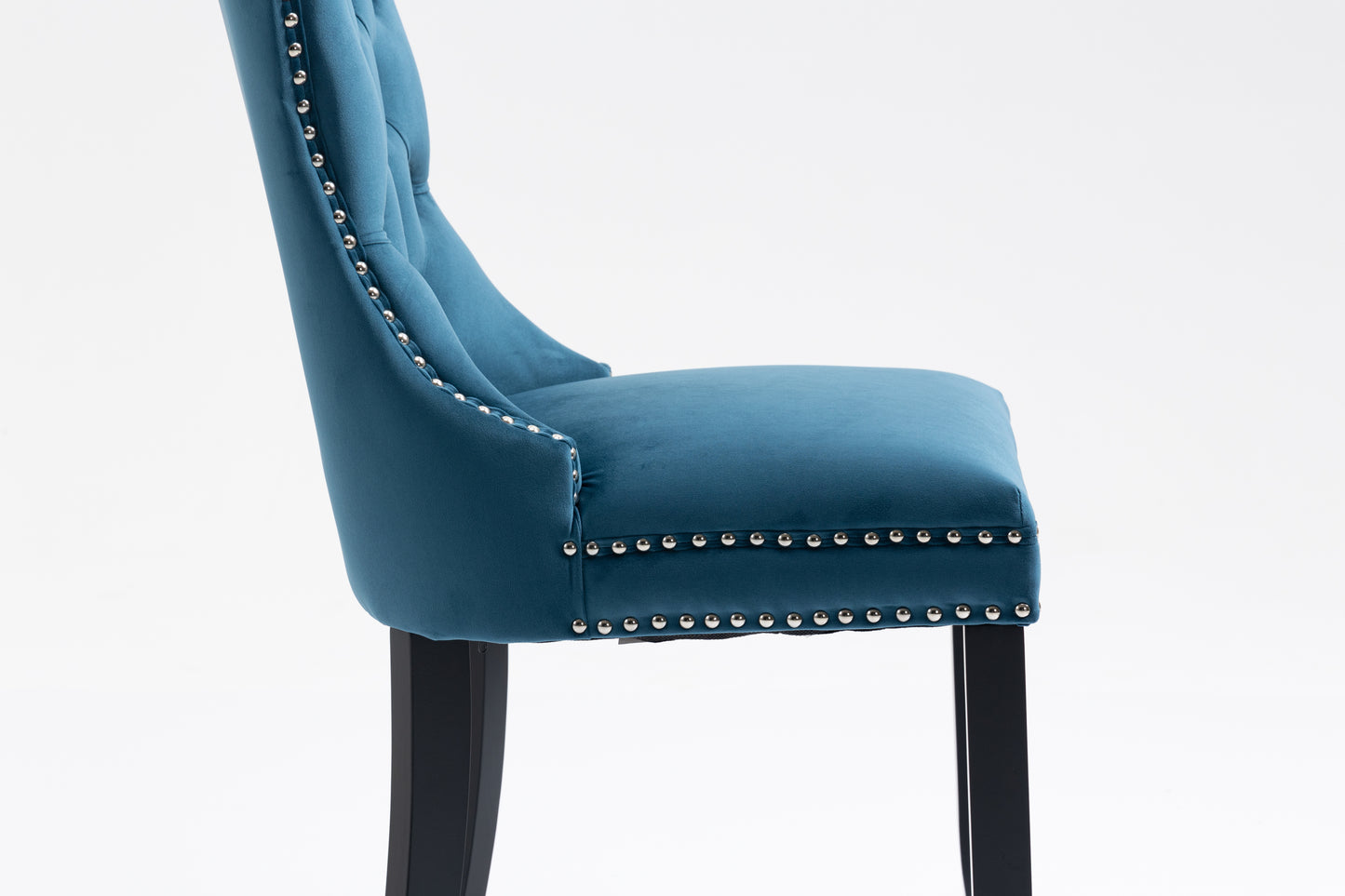 Upholstered Button Tufted Back  Velvet Dining Chair with Nailhead Trim and Solid Wood Legs 2 Sets