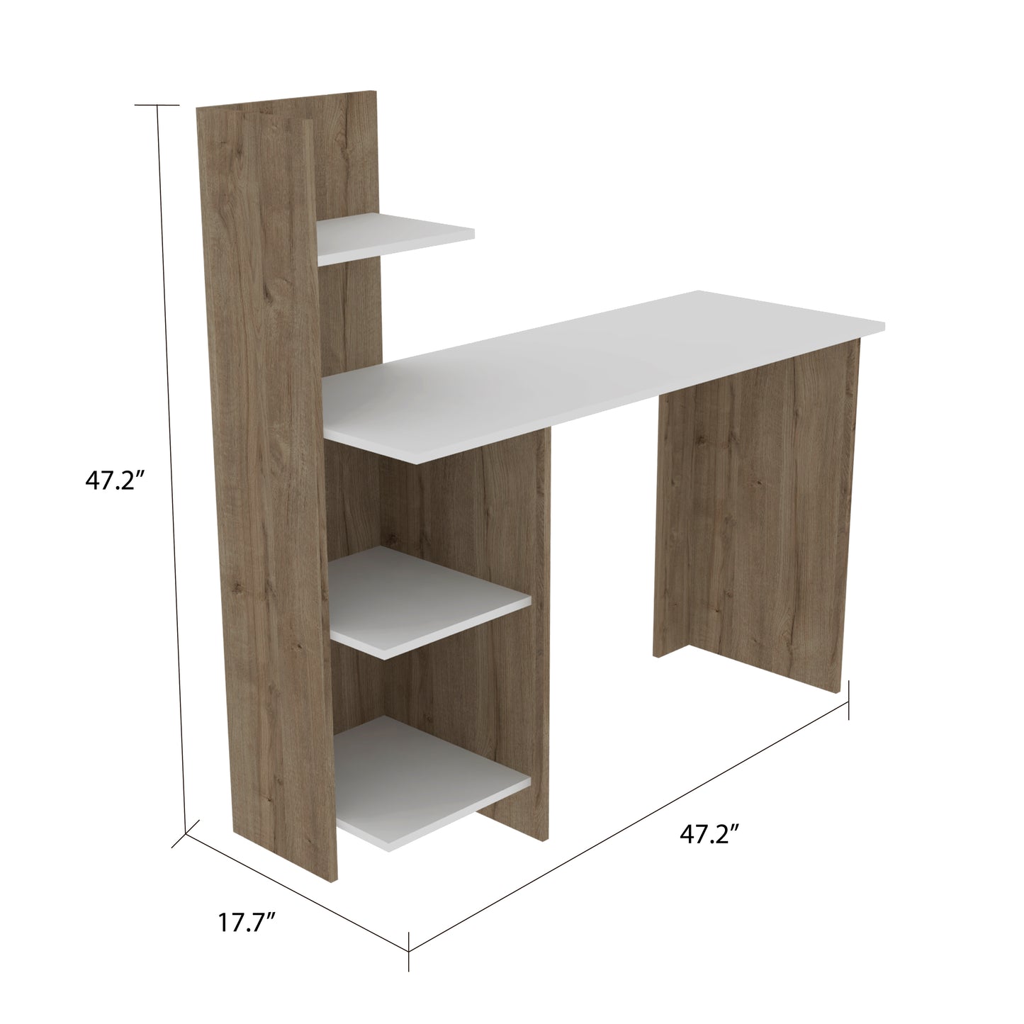 Curry 4-Shelf Writing Desk White and Pine