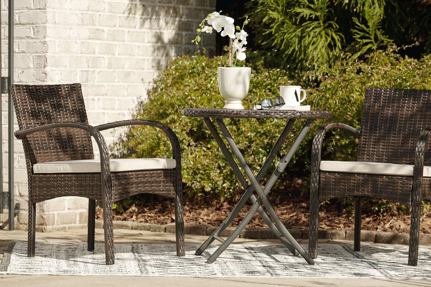 Ashley Anchor Brown Casual Lane Outdoor Chairs with Table Set (Set of 3) P309-050