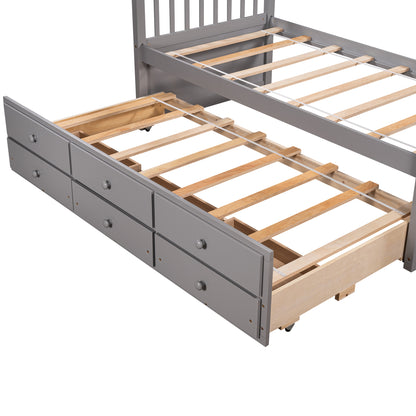 Daybed with Trundle and Drawers, Twin Size, Gray(Old SKU: LP000041EAA,LP000041AAE)