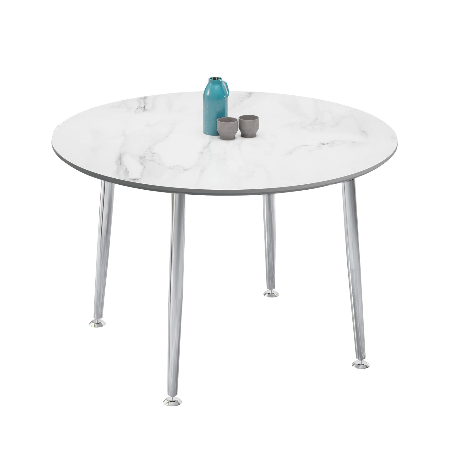 Diameter 44.8 inch MDF Modern simplicity round Imitation solid wood marble grain dining table.Applicable 6-8 persons to dining room and meeting room.