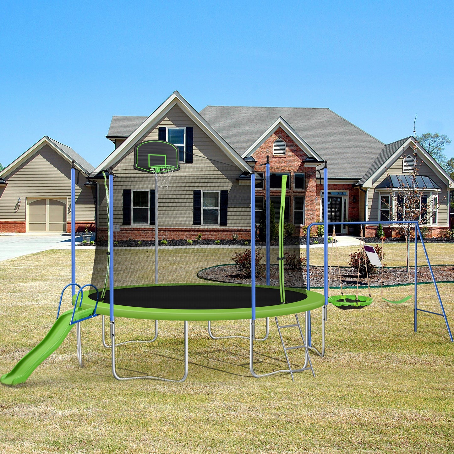 12FT TRAMPOLINE WITH SWING  AND SLIDE