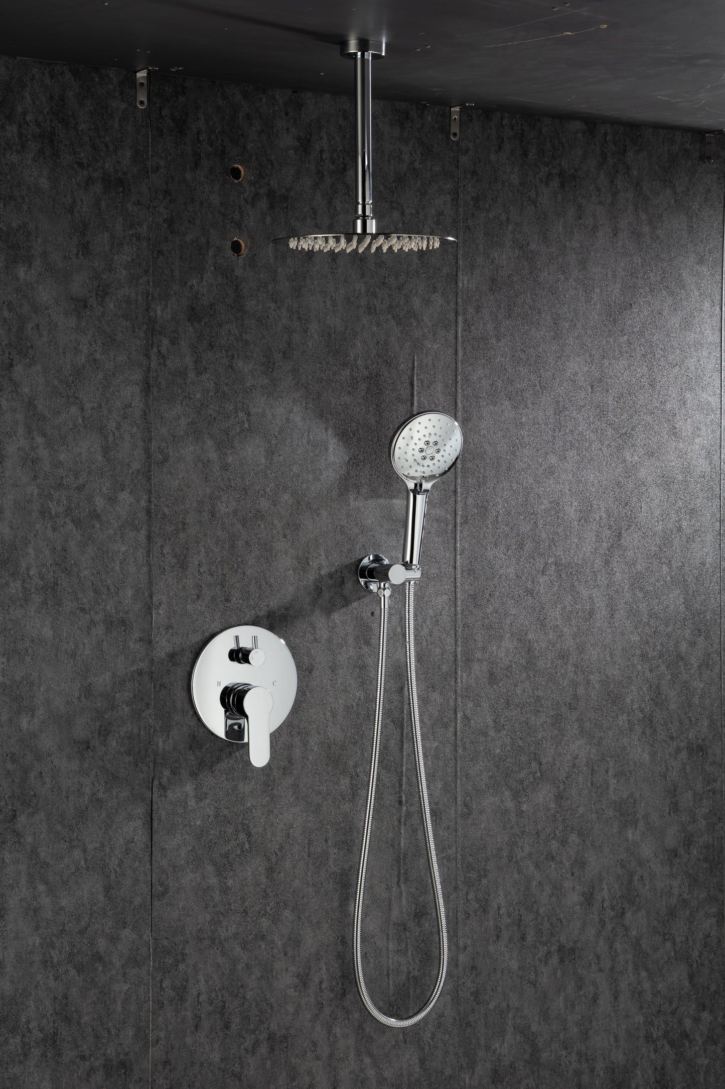 Black Shower System, Ceiling Rainfall Shower Faucet Sets Complete of High Pressure, Rain Shower Head with Handheld, Bathroom 10\\\'\\\' Shower Combo with Rough-in Valve Included