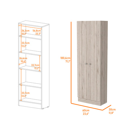 Buxton Rectangle 2-Door Storage Tall Cabinet Light Grey