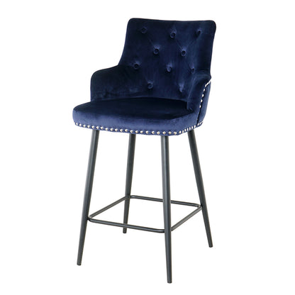 Modern style bar chair with armrests and footrests, riveted design is more fashionable（set of 2）