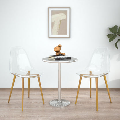 Modern simple transparent dining chair plastic chair armless crystal chair Nordic creative makeup stool negotiation chair Set of 4 and wood color metal leg