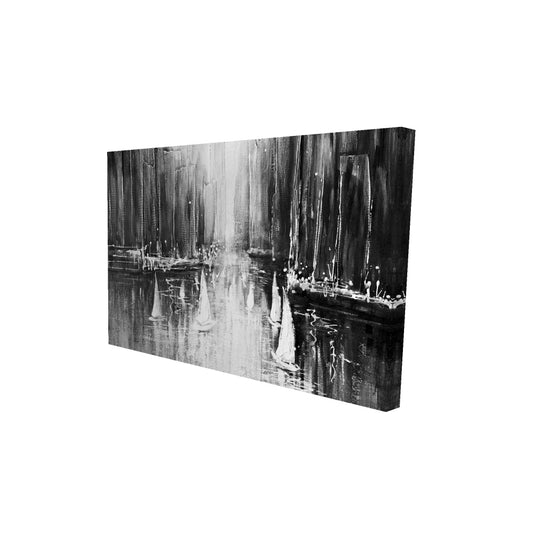 Grayscale boats on the water - 20x30 Print on canvas