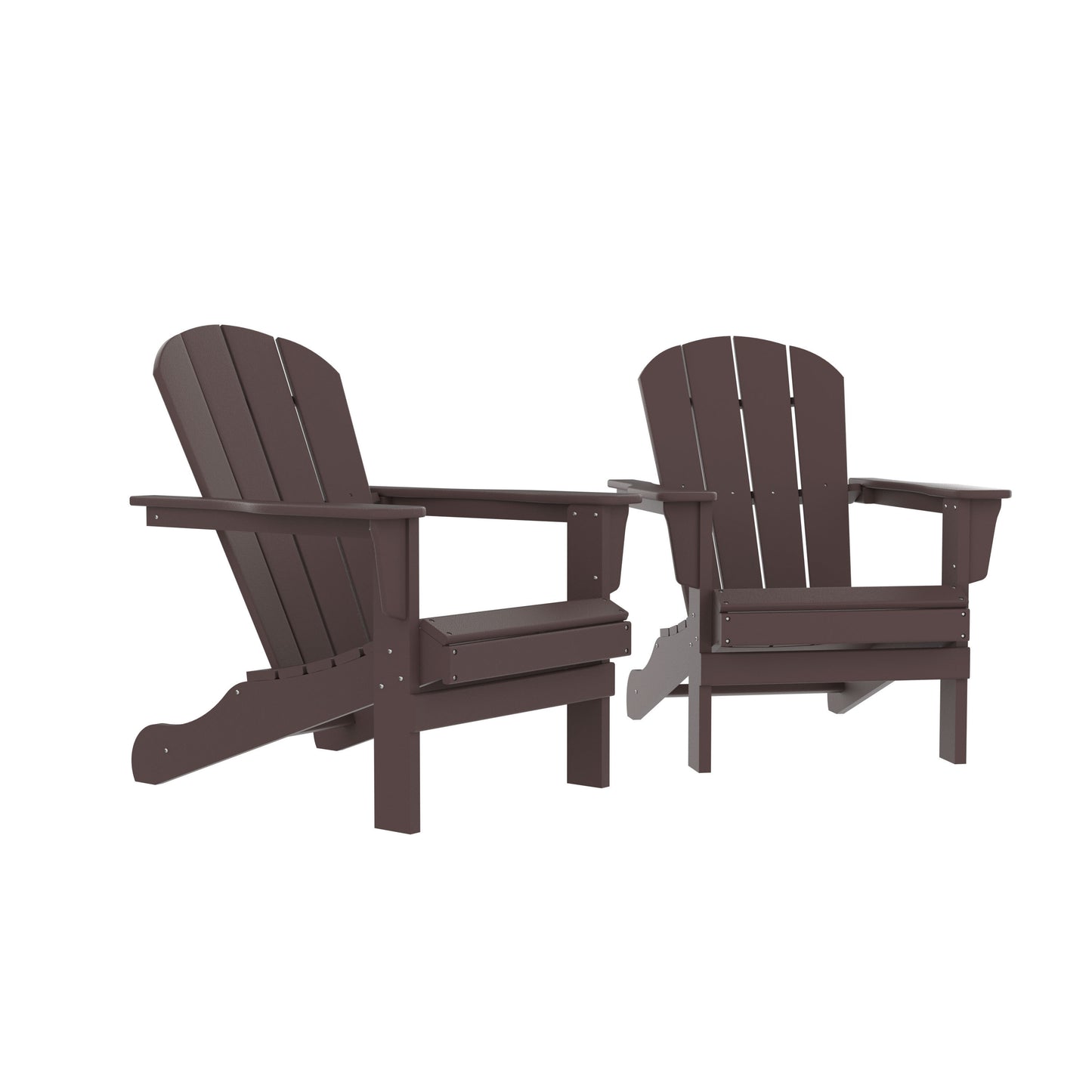 HDPE Adirondack Chair, Fire Pit Chairs, Sand Chair, Patio Outdoor Chairs,DPE Plastic Resin Deck Chair, lawn chairs, Adult Size ,Weather Resistant for Patio/ Backyard/Garden , Brown, Set of 2