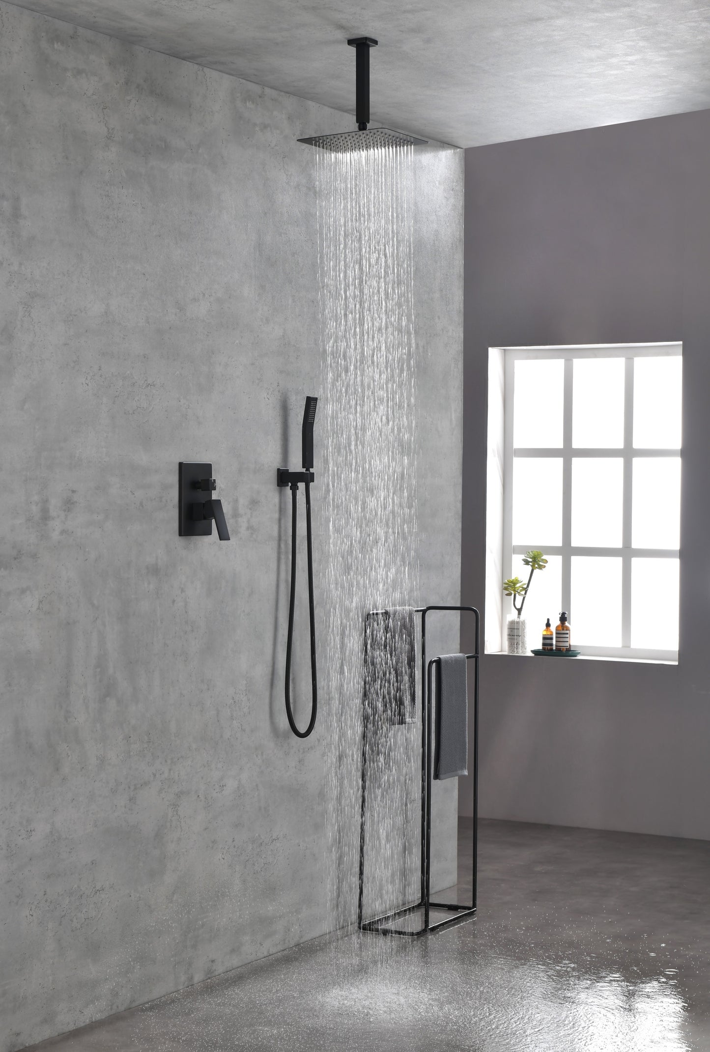 Ceiling Mounted Shower System Combo Set with Handheld and 12"Shower head