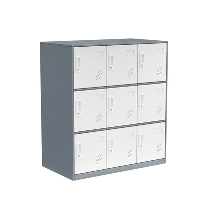 9 Doors Metal Storage Cabinet with Card Slot, Organizer,Shoes and Bags Steel Locker for Office, Home, Bank, School, Gym